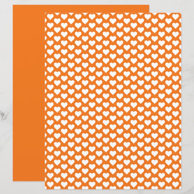 Niedlich Hearts Muster Pumpkin Orange Scrapbook Pa (Vorne/Hinten)