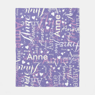 Niedlich Hearts Periwinkle Baby Girls Name Fleecedecke