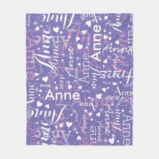 Niedlich Hearts Periwinkle Baby Girls Name Fleecedecke (Vorderseite)