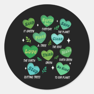 Niedlich Hearts Retro Earth Day Runder Aufkleber