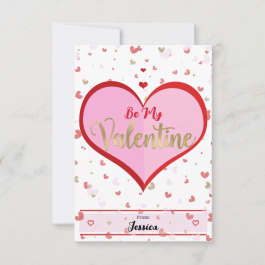 Niedlich Hearts Rosa Gold Digitaler Valentinstag Einladung (Vorderseite)