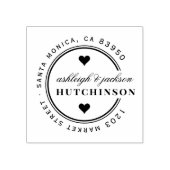 Niedlich Hearts Round Wedding Rücksendeadresse Gummistempel (Prägung)