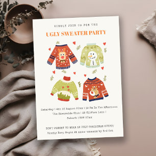 Niedlich Hearts Ugly Sweater Weihnachts-Party lade Feiertagskarte