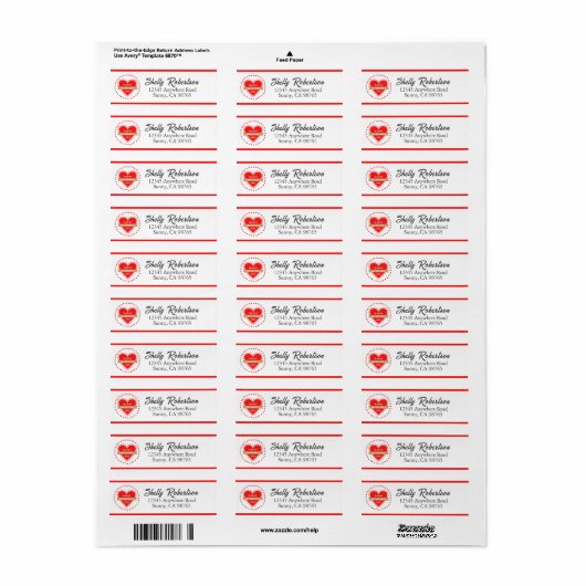 Niedlich Hearts Valentinins Adresszeichen (Vorne)