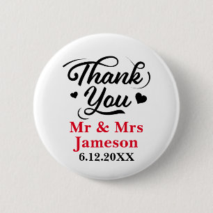 Niedlich Hearts Vielen Dank, Frau Wedding Button