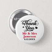 Niedlich Hearts Vielen Dank, Frau Wedding Button (Vorne & Hinten)