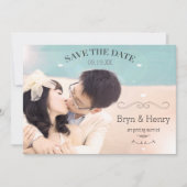 Niedlich Hearts Wavy Curvy Wirbel Foto Save the Da Einladung (Vorderseite)