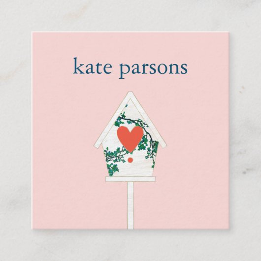 Niedlich Heft Birdhouse Square Business Card Quadratische Visitenkarte (Vorderseite)