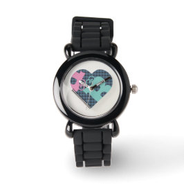 Niedlich HeftNotebook Silverglitter Blue PinkMODER Armbanduhr