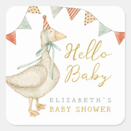 Niedlich Hello Baby Duck Baby Duck Baby Dusche Quadratischer Aufkleber