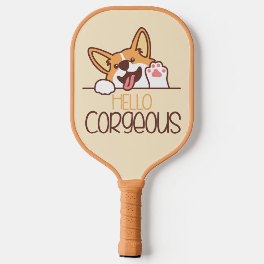 Niedlich Hello Corgi Dog Pickleball Schläger (Rückseite)