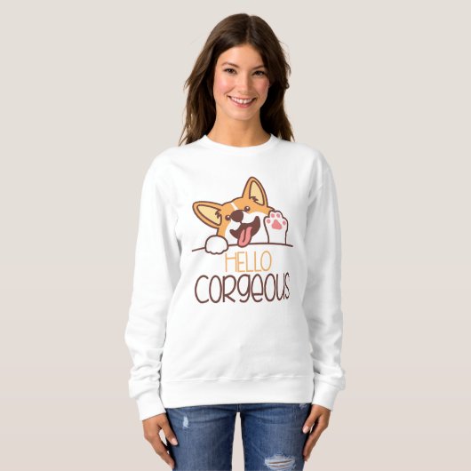 Niedlich Hello Corgi Dog Sweatshirt (Vorne ganz)