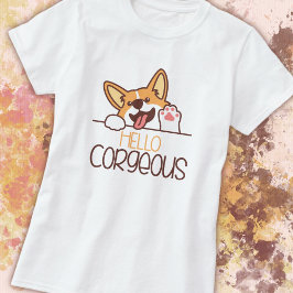 Niedlich Hello Corgi Dog T-Shirt