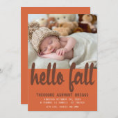 Niedlich Hello Herbst Herbst Baby Birth Foto Ankündigung (Vorne/Hinten)