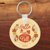 Niedlich Hello Herbst Herbstleaves Pumpkin Ernteda Schlüsselanhänger (Vorderseite)