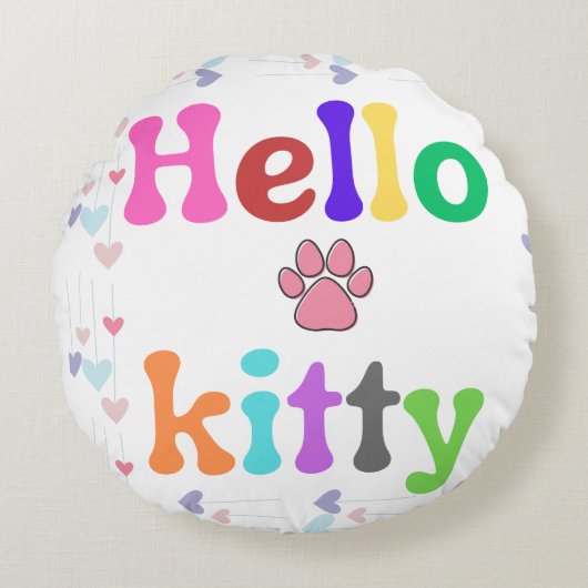 Niedlich Hello Kitty Inspiriert Kissen (Vorderseite)