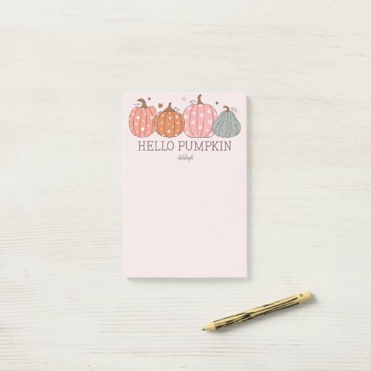 Niedlich Hello Pumpkin Personalisiert Post-it Klebezettel (Auf Schreibtisch)