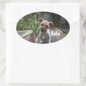 Niedlich Hello Puppy Oval Stickers (Tasche)