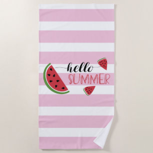 Niedlich Hello Summer Calligraphy Watermelon Slice Strandtuch