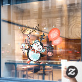 Niedlich Hello Winter Happy Pinguin Reindeer Antle Fensteraufkleber (Café-Fenster)