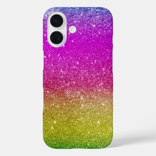 Niedlich-Hellrosa-Magenta-Regenbogen-Glitzer Case-Mate iPhone Hülle (Rückseite)