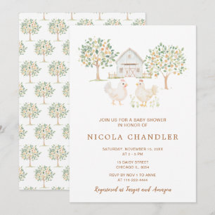 Niedlich Hennen Farm Barn Baby Dusche Einladung