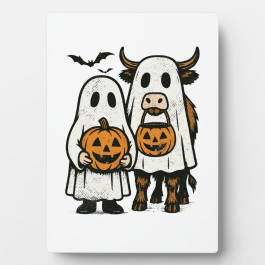 Niedlich Herbst Highland Cow Ghost Halloween 2 Fotoplatte (Vorderseite)