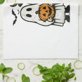 Niedlich Herbst Highland Cow Ghost Halloween 2 Geschirrtuch (Gefaltet)