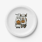 Niedlich Herbst Highland Cow Ghost Halloween 2 Pappteller (Vorderseite)