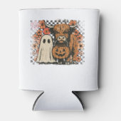 Niedlich Herbst Highland Cow Ghost Halloween Dosenkühler (Vorderseite)