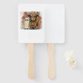 Niedlich Herbst Highland Cow Ghost Halloween Fächer (Vorne und Hinten)