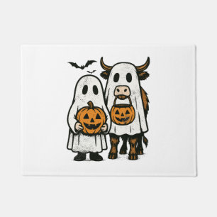 Niedlich Herbst Highland Cow Ghost Halloween Fußmatte