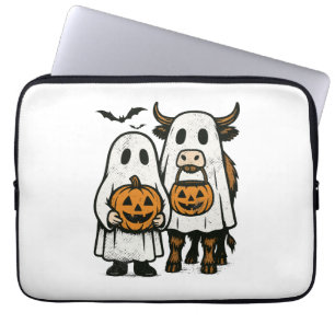 Niedlich Herbst Highland Cow Ghost Halloween Laptopschutzhülle