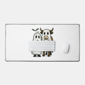 Niedlich Herbst Highland Cow Ghost Halloween Schreibtischunterlage (Tastatur & Maus)