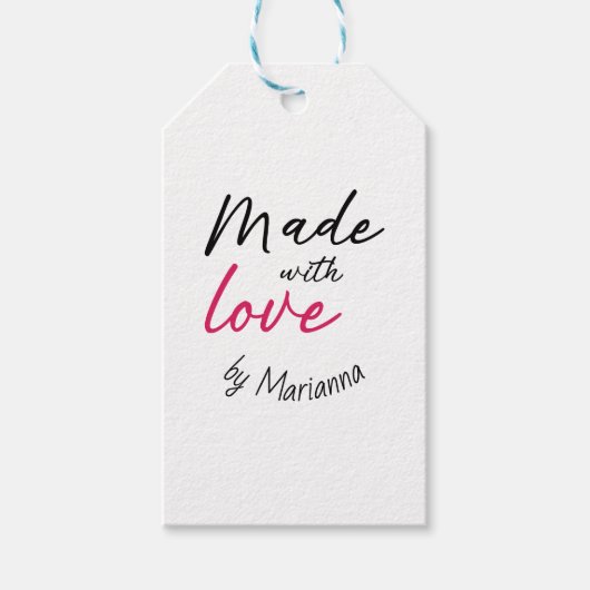 Niedlich hergestellt mit Liebe Aufkleber Geschenkanhänger (Vorderseite)