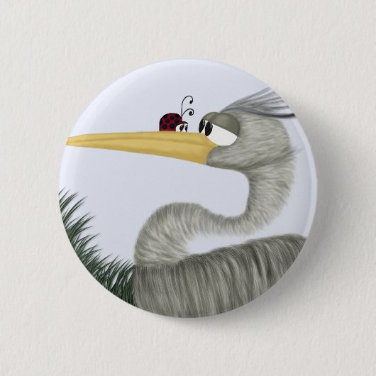 Niedlich Heron und Ladybug Button (Vorderseite)