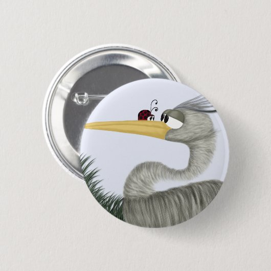Niedlich Heron und Ladybug Button (Vorne & Hinten)