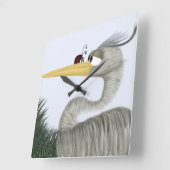 Niedlich Heron und Ladybug Quadratische Wanduhr (Winkel)