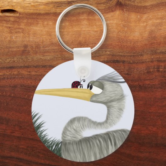 Niedlich Heron und Ladybug Schlüsselanhänger (Vorderseite)