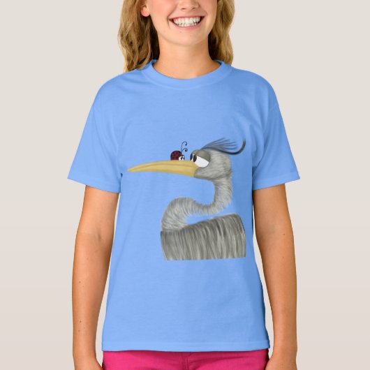 Niedlich Heron und Ladybug T-Shirt (Vorderseite)