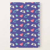 Niedlich herz Doodle Muster Retro Tee Liebe Lila Notizblock (Rückseite)