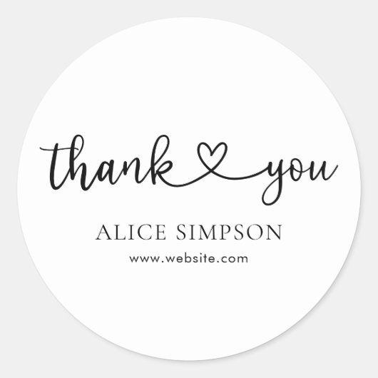 Niedlich Herzkalligraphie Vielen Dank Runder Aufkleber (Vorderseite)