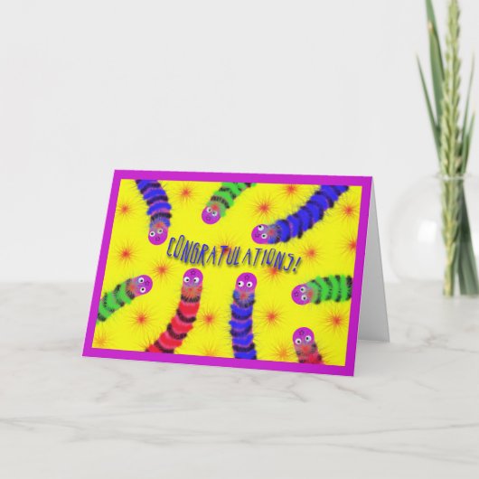 Niedlich Herzlichen Glückwunsch New Baby Worm Fuzz Karte (Vorderseite)