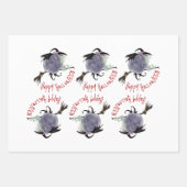 Niedlich Hexe auf ihrem Besenstiel Halloween 3xWPS Geschenkpapier Set (Vorderseite)