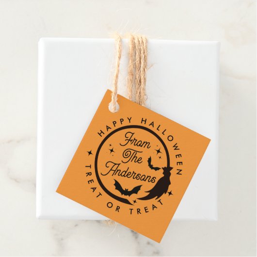 Niedlich Hexe Happy Halloween Leckerei oder Lecker Geschenkanhänger (Beispiel)