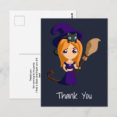 Niedlich Hexe in Lila Hat Party Vielen Dank Postkarte (Vorne/Hinten)