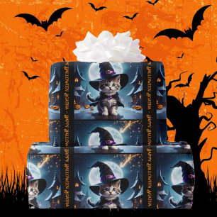 Niedlich Hexe KätzchenHalloween Mädchen hinzufügen Geschenkpapier
