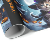Niedlich Hexe KätzchenHalloween Mädchen hinzufügen Geschenkpapier (Rolleneckpunkt)