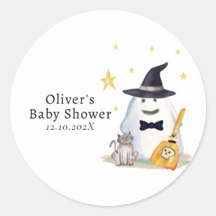 Niedlich Hexe Little Boo Ghost Boy Babydusche Runder Aufkleber