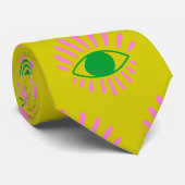 Niedlich-Hexe-Mystik-Augen-Gelb-Rosa-Grün Krawatte (Gerollt)